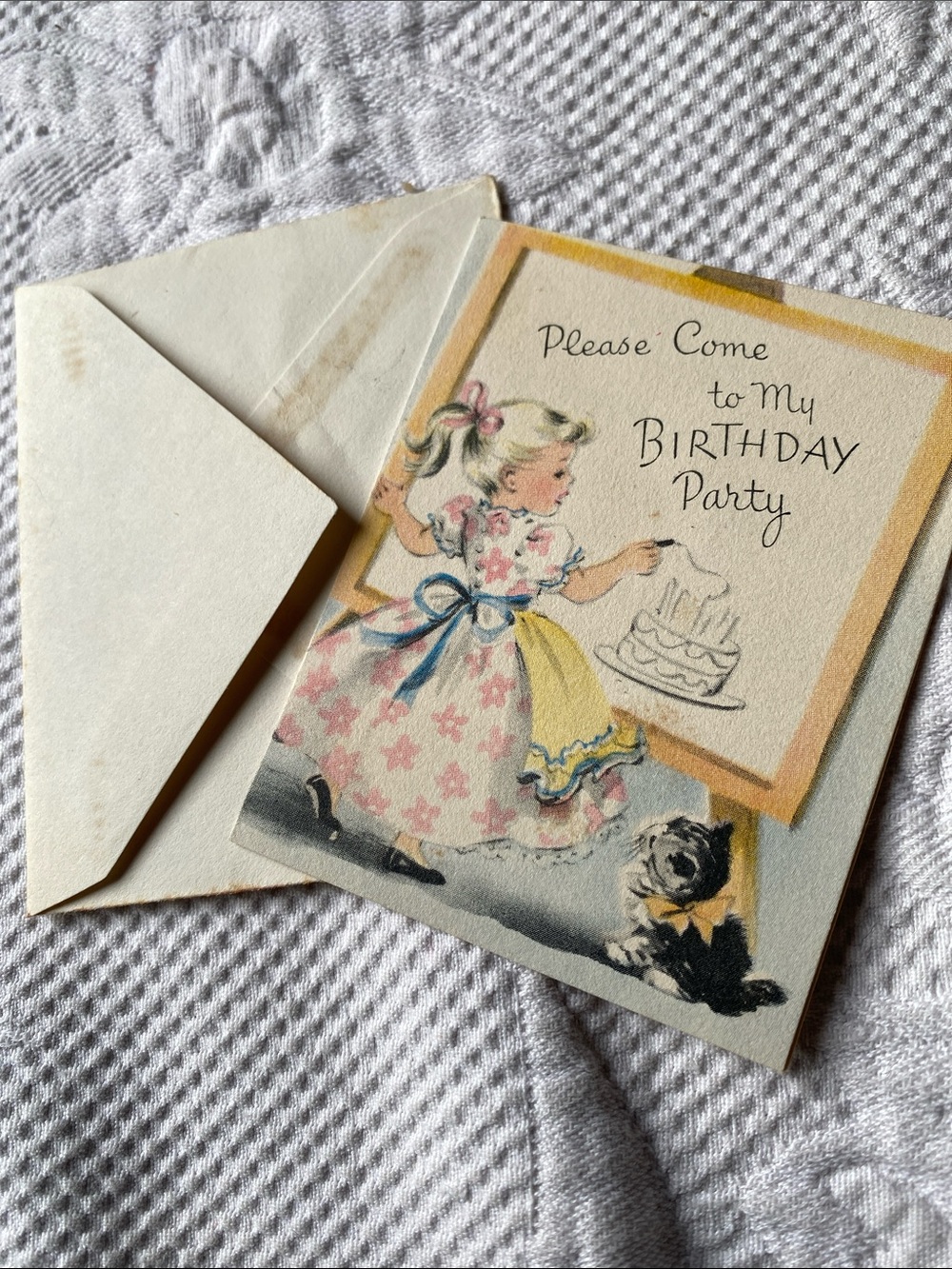 Vintage-Style Birthday Party Invitation Card - Pink & Yellow